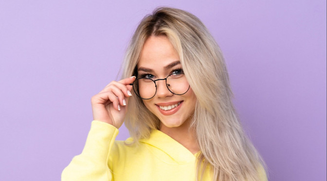 Teen girl wearing glasses